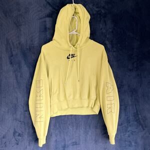 Nike Sportwear Women's Air Green/Black Crop Fleece Athletic Hoodie Womans Size S